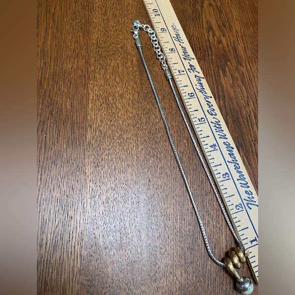 Brighton Silver/Gold/Pearl necklace. Unique Eye-catching Design. Adjustable 10” - Picture 6 of 6